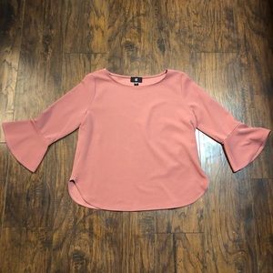 Cute Dusty Rose Bell Sleeve Shirt Size XL